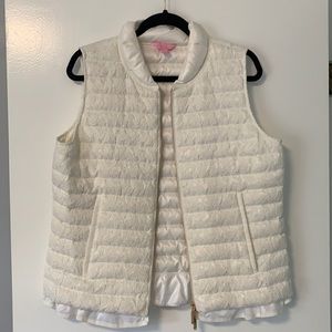 Cream lace puffer vest Lilly Pulitzer